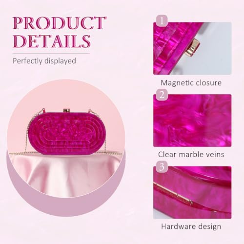 Image of Fecialy Acrylic Evening Clutch Bag for Women Shell Shape Handbags Marbling Purse Formal Party Bridal Wedding Crossbody Bag