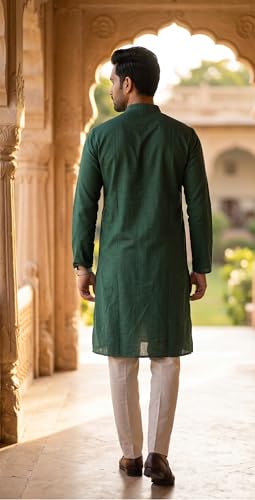 Image of Men's Traditional Ethnic Kurta Long Solid Casual