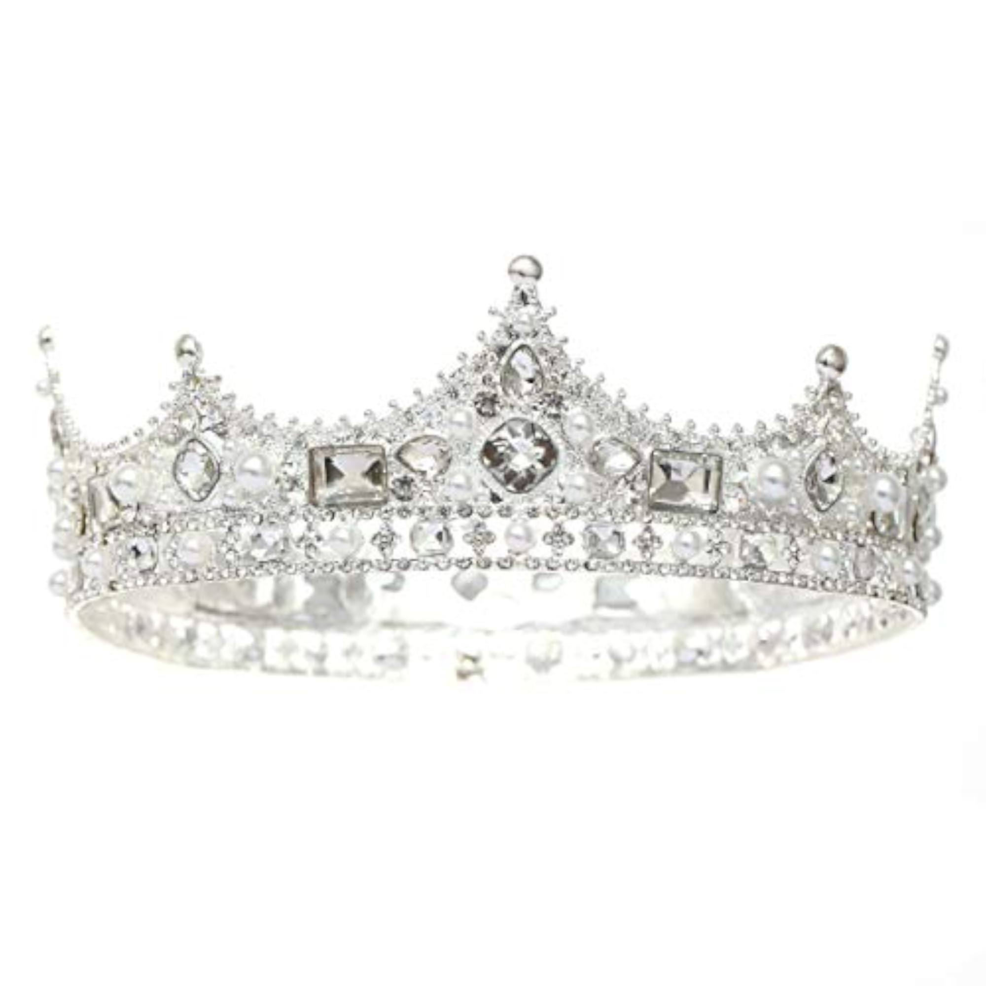 King Crown for Men, Vintage Crystal Pearl Tiara