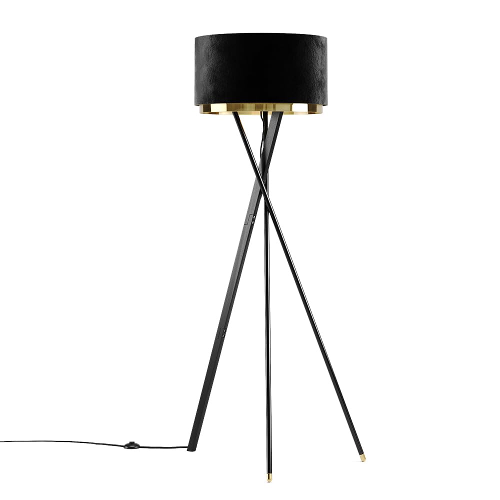 Vicco Stehlampe Goldamo Schwarz | mit E27-Fassung für verschiedene Leuchtmittel geeignet