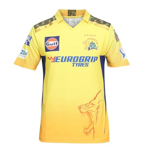 KNK Cricket IPL Jersey CSK Half Sleeve with DHONI 7 Supporter Jersey T-Shirt 2024/25
