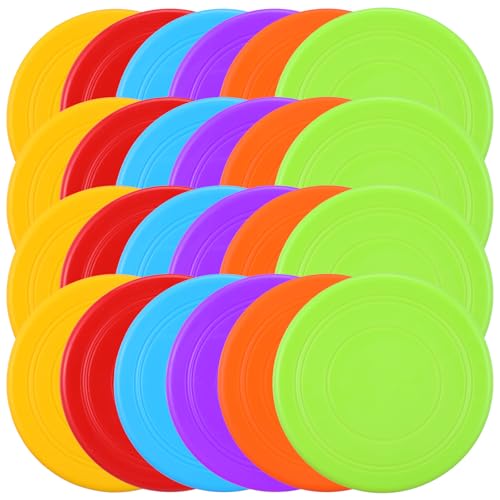JOUTYFOR 24pcs Pet Flying Disc 7 Inch Silicone Flying Disks Bulk for Dog Outdoor Backyard Lawn Sports 6 Colors