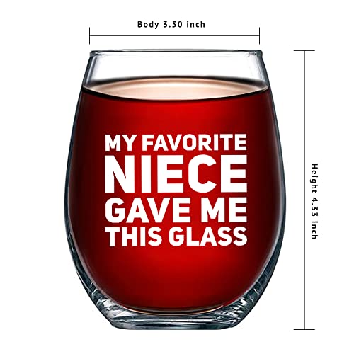 Panvola My Favorite Niece Gave Me This Glass Stemless Wine Glass For Aunts Uncle Birthday Wedding Anniversary Celebration Appreciation New Aunties Mother's Father's Day Drinkware (15 Oz) #TOP5