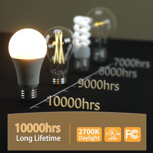 A19 LED Light Bulb, 60W Equivalent, Efficient 9W, 7 Year, 800 Lumens, Non-Dimmable, 2700K, Daylight White - 6 Pack - Image 4