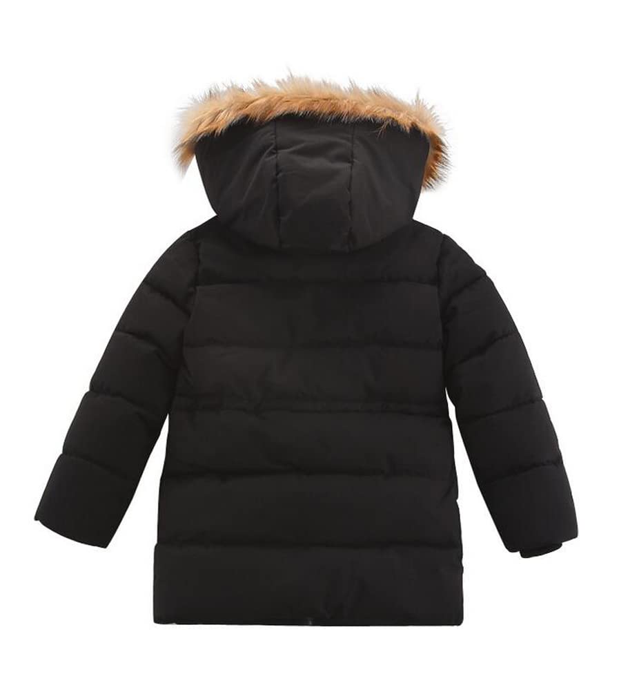 Enfant Garçon Veste d'hiver Chaud Manteau Mi Longue Doudoune à Capuche Fourrure Jacket