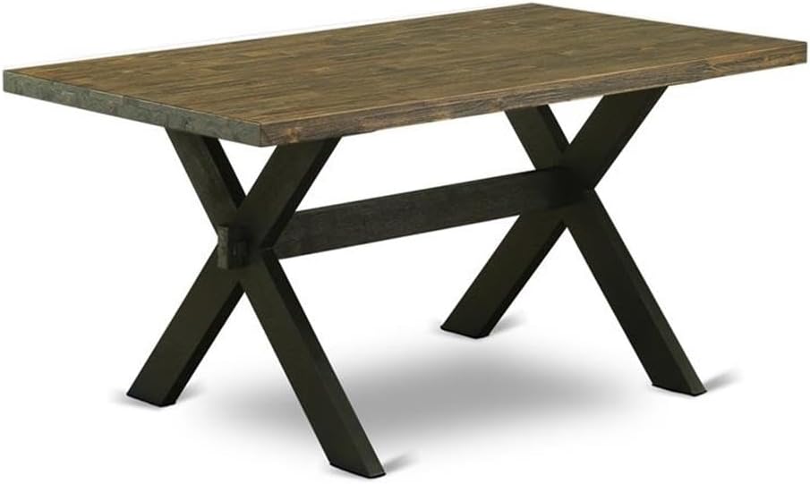 Distressed Jacobean 60" Dining Table with Wire Brushed Black Legs