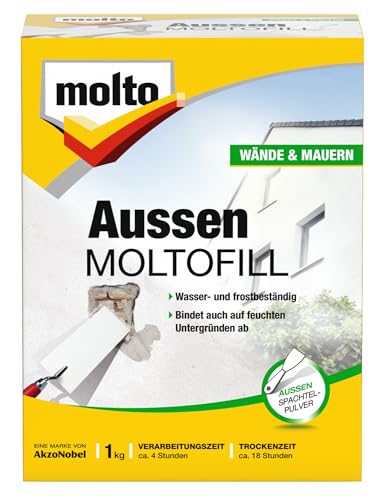 Molto Aussen Moltofill, Spachtelpulver, Einfach und schnell Schäden im Außenbereich reparieren, 1kg Molto Aussen Moltofill, Spachtelpulver, Einfach und schnell Schäden im Außenbereich reparieren, 1kg