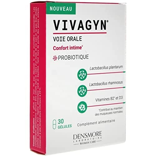 Densmore - Vivagyn - Pro biotique Flore Intime - Restauration de l'équilibre Vaginal - 2 souches pro biotique dont Lactobacillus Rhamnosus - Vitamine D3 - 30 gélules - Cure 1 mois - Fabriqué en Europe Cover
