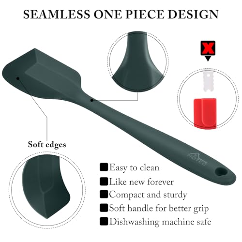 Image of HOTEC Heat Resistant 600℉ Food Grade Silicone Rubber Spatula Set for Baking, Cooking, and Mixing Non Stick Dishwasher Safe BPA-Free Neutral Set of 5