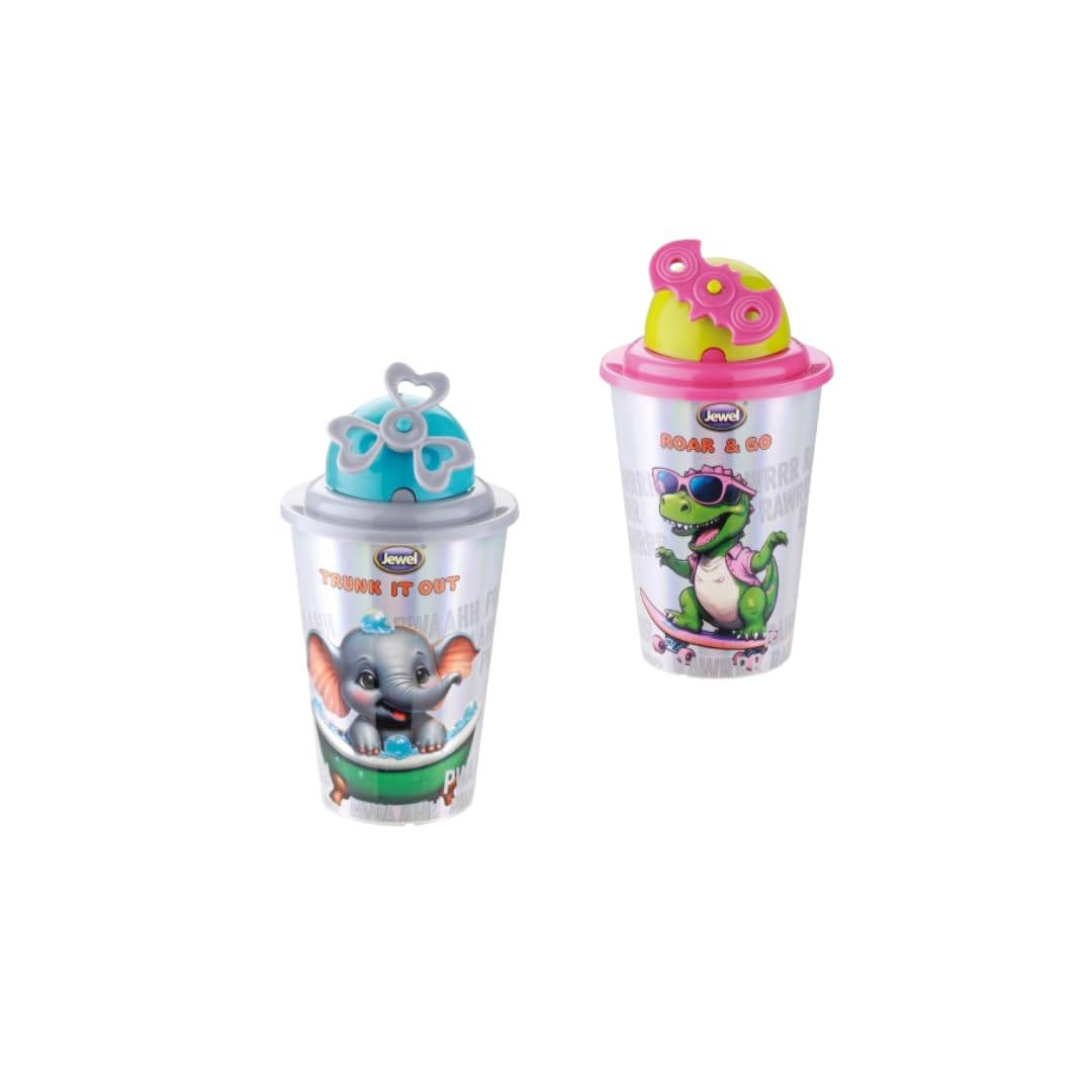 Jewel Glowy Spinner Kids Water Bottle - 500ml | Set of 2 | Cartoon Printed Bottles for Boys & Girls | School & Travel Water Bottle with Fun Spinner Lid | Buy 1 Get 1 Free-image-27