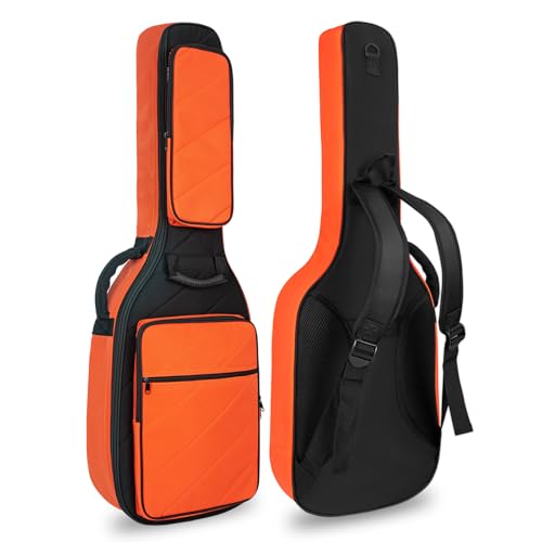 Electric Guitar Case with Thick Padding and 3 Pockets (Orange)