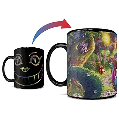 Morphing Mugs Disney – Alice in Wonderland – Cheshire Cat and the Mad Hatter’s Tea Party - One 16 oz Heat Sensitive Clue Mug – Full Image Revealed When HOT Liquid Is Added Cover