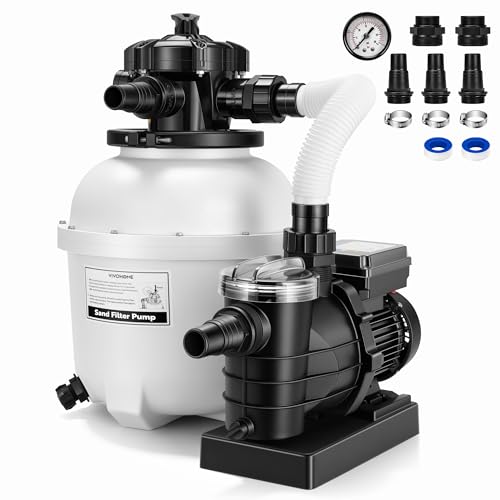 VIVOHOME 13 in Sand Filter Pump for Above Ground Pool, 0.75 HP 3618 GPH, Swimming Pool Filter System with 24H Timer & 6-Way Valve, High-Efficiency Filtration for Pools Up to 15,000 Gallons