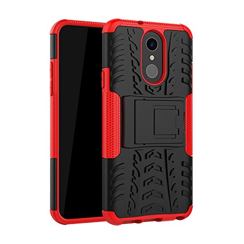 XMTN LG Q7,LG Q7 Plus,LG Q7 Alpha 5.5 Funda,2 en 1 Silicona TPU + PC Hard Case Cover Dual Parachoques Carcasa Funda Bumper para LG Q7,LG Q7 Plus,LG Q7 Alpha Smartphone (Rojo)