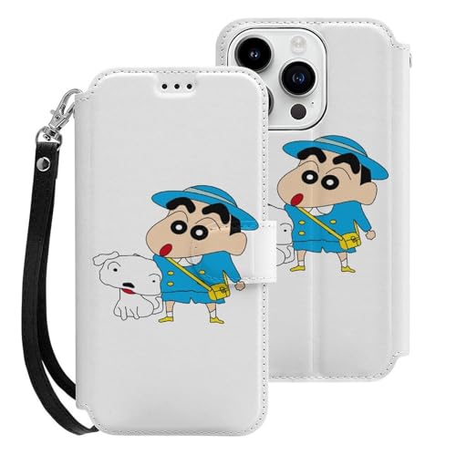 クレヨンしんちゃん iPhone15Pro用ケース 手帳型 スマホケース アイホン15Pro用 財布型カバー カードポケット スタンド機能 誕生日ギフト 人気 男女兼用