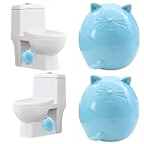 Set of 2 Toilet Bolt Covers Decorative, Cat Ceramic Toilet Bolt Caps Decorative, Funny Toilet Screw Covers, Cute Cat Statue, Easy Installation Toilet Accessories, Bathroom Replacement Parts (Blue)