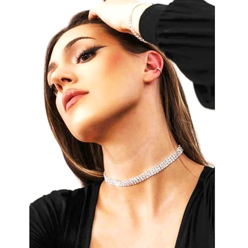 Cryshimmer 5 Pieces Rhinestone Choker Necklaces for Women Silver Plated Dainty Tennis Necklaces Set Jewelry by Cryshimmer - Used condition - Image 5