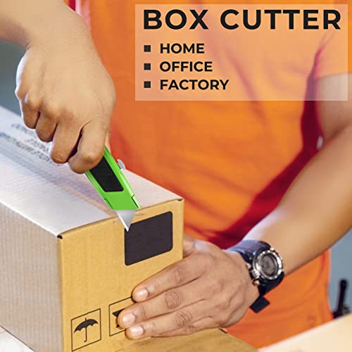 Jetmore 2 Pack Box Cutter Utility Knife With Extra 10 Sk5 Blades & Anti-Slip Rubber Handle, Box Cutter Retractable, Portable Box Opener Razor Knife For Home Office Construction #TOP1