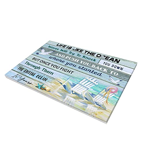 Niaxauyt Beach Bathroom Decorative Wall Art Painting Inspirational Maxim Living Room Bedroom Home Decoration Wood Style 12X16Inches #TOP1