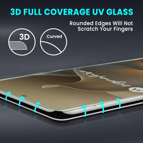 Image of FIRST MART Matte UV Tempered Glass for Motorola Signature, 2 Pack | Anti-Glare Curved Screen Protector, 9H Scratch Resistant, Fingerprint Compatible, Case-Friendly