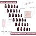 Glamnetic Press On Nails - Merlot | Matte Short Almond Dark Red Nails with Glossy French Tips | 15 Sizes - 30 Nail Kit with Glue