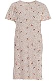 Zeitlos Nachthemd Kurzarm Rosen Blumen V-Ausschnitt Schlafshirt, Farbe:apricot, Größe:L