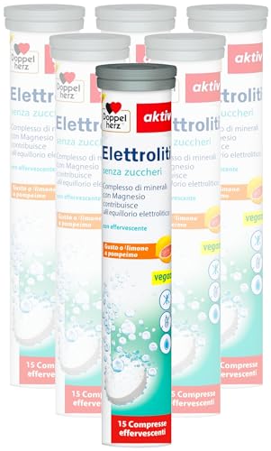 Doppelherz Elettroliti Senza Zucchero – 90 Compresse Effervescenti a Dissoluzione Rapida – Sali Minerali con Magnesio per Equilibrio Elettrolitico – Gusto Limone Pompelmo Rosa – Vegano