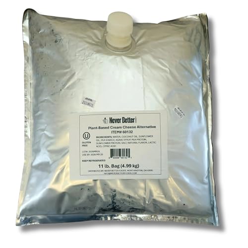 Never Better Foods Plant‑Based Cream Cheese – Dairy‑Free, Vegan, Allergen‑Free, Smooth & Spreadable – 11 Lb Bulk Bag For Foodservice, Restaurants & Kitchens