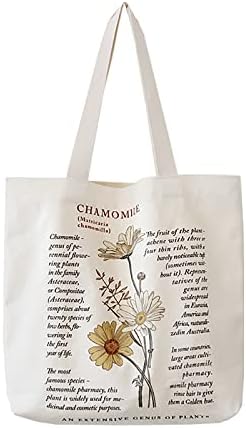 DKIIL NOIYB Tote Bag Aesthetic Canvas Fabric Bag Printed Canvas Bag for Women Botanical Aesthetic Design Canvas Shoulder Bags With Zipper Pockets Reusable Shopping Bag