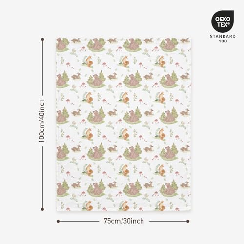 Image of GLLQUEN BABY Blankets for Boys Girls, Soft Muslin Cotton Front Dotted Fleece Backing, Nursery Minky Crib Blanket for Infant Toddler, 30 x 40 inches Throw Blanket, Animals