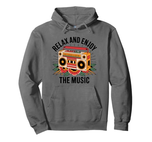Retro Boombox Flores Vintage Casete Música Vibes Sudadera con Capucha