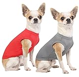 SyChien Dog Blank Quick Dry Shirts,Lightweight Stretchy Summer Solid Dogs Cats Clothes,Sleeveless Cool Sweater for Small Chihuahua Puppy Boy Girl Breed,Red/Grey,S