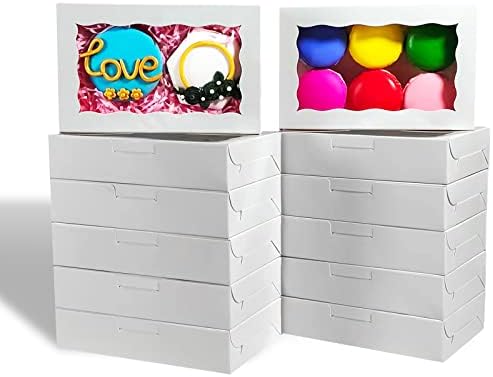 RomanticBaking 30 Pack DIY Assembly White 7 x 4 3/8 x 1½inches Cookies Boxes for Gift Giving Chocolate Truffle Boxes Bakery Boxes Brownie Boxes Pastry Boxes