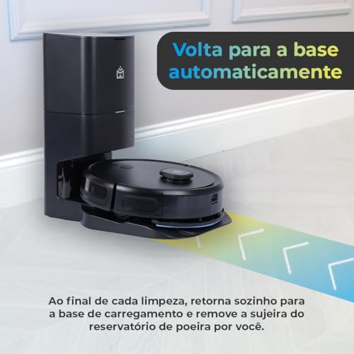 Smart Robô Aspirador Wi-Fi Autolimpante PRA2000 Positivo Casa Inteligente, 3 em 1 Varre, Aspira, Pas