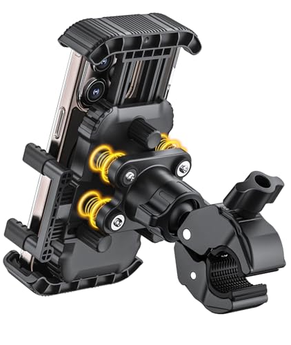 IZCUZK Bike Phone Holder for Handlebar Motorcycle Phone Mount Shock Absorbing Anti-Shake Phone Mount for Bike Scooter Motorcycle Fits iPhone Samsung 4.7-7.2 Inch Smartphones