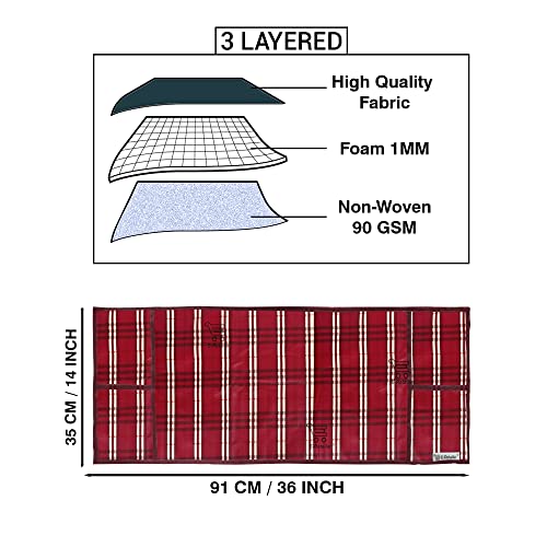 Image of PVC Waterproof 3-Layered Microwave Oven Top Cover With 4 Utility Pockets Suitable for Upto 30 Liter (Color- Red, Size-36x14 Inches)