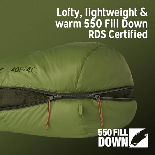 Image of Kelty Supernova Down Fill Sleeping Bag, 0 or 20 or 40 Degree Rating | Zip Two Together for a 2P Bag, Roomy Spoon Shape for Extra WIggle Room, PFC-Free Fabrics, Soft Taffeta Lining, Compressible