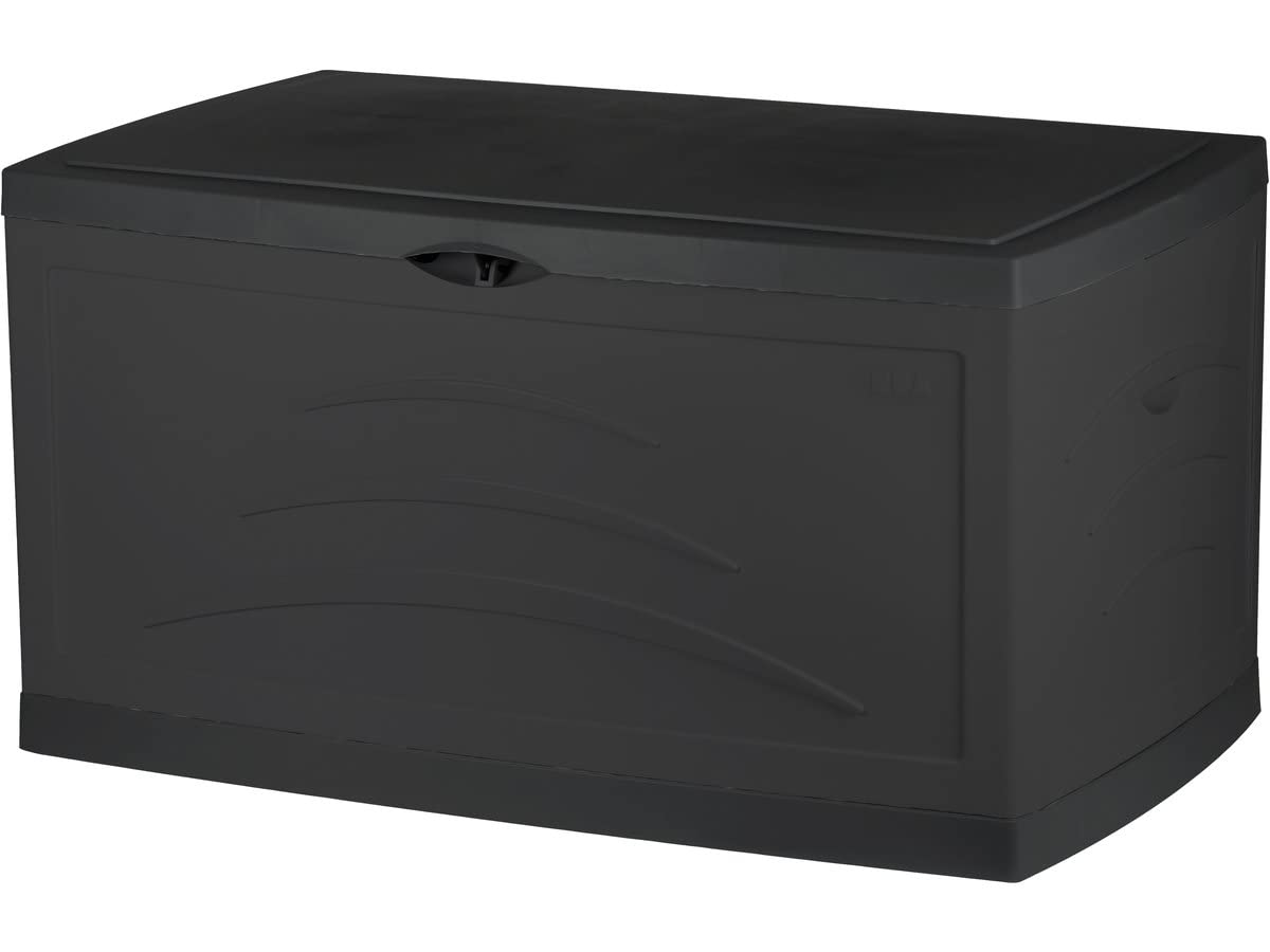 EDA - Malle de Jardin SERENA 500 L - Cadenassable avec Roulettes - Anti-étouffement - Anti-UV - Gris anthracite - 121 x 76 x 67 cm