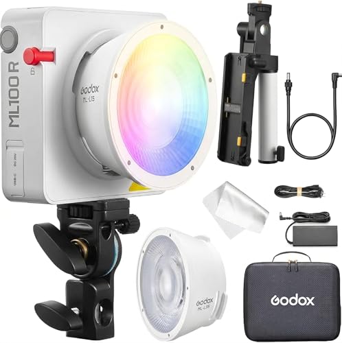 Lampe vidéo LED RVB Godox ML100R Kit2 éclairage haut de gamme 15° 36°