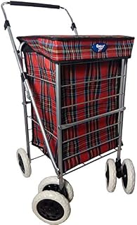 4/6 Wheel Strong Shopping Trolley Travel Market Walk Push Cart Beautiful Color Wheeled Bag (6 Wheel 60L, Red)