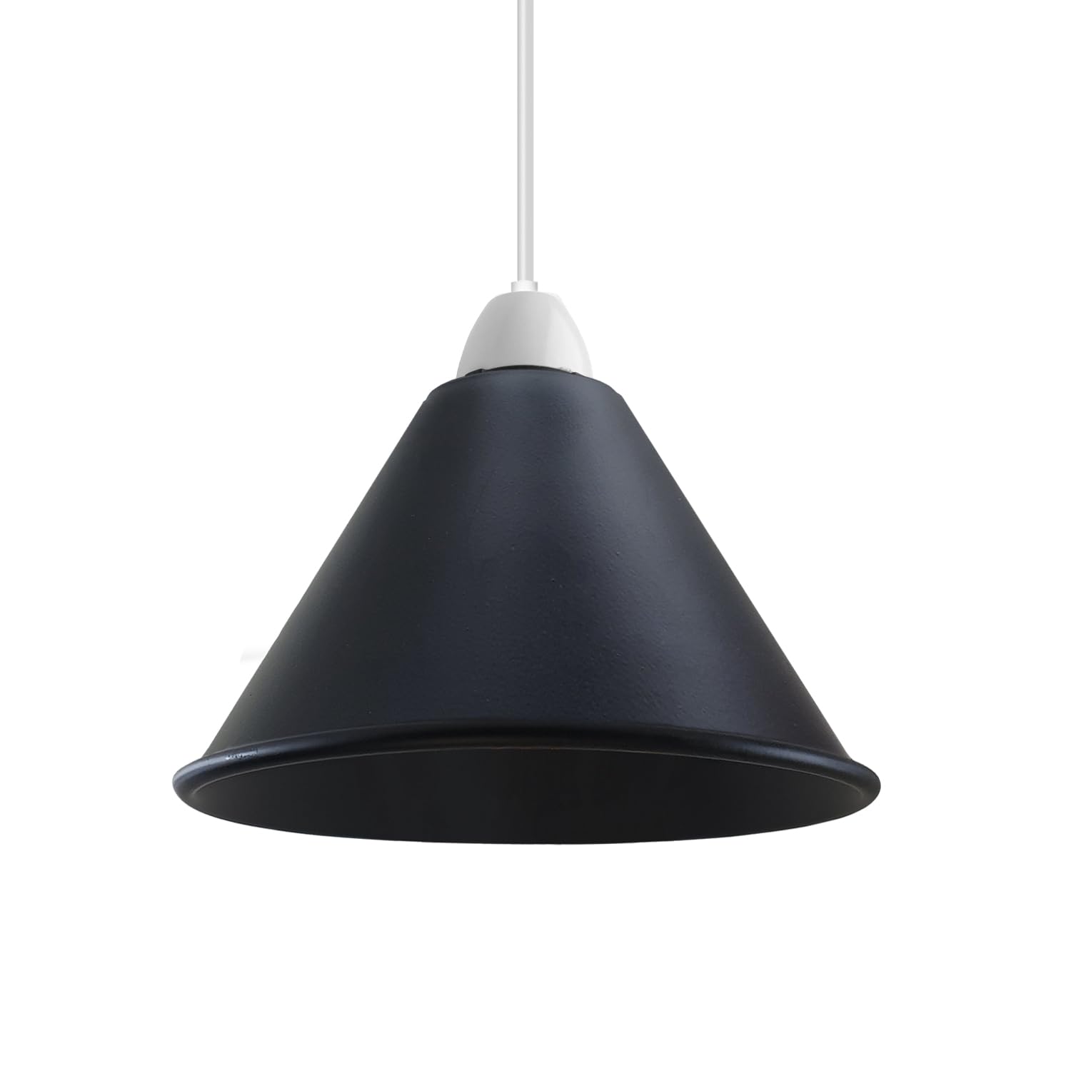 Ledsone Blackone Modern Black Cone Pendant Light Shade Industrial Retro Easy Fit 18Cm Ceiling Lampshade For Bedroom Kitchen Dining Room Restaurant Cafe