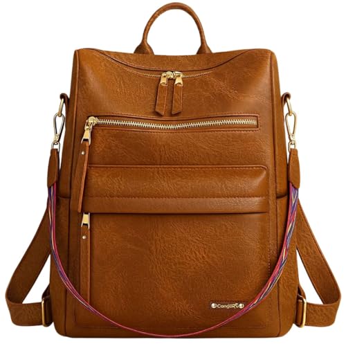 Mochila Bolsa Feminina Estilosa e Resistente Com Bolso Antifurto e Alça ajustaveis Perfeita Para Trabalho Dia A Dia Passeio e Faculdade (Browm)