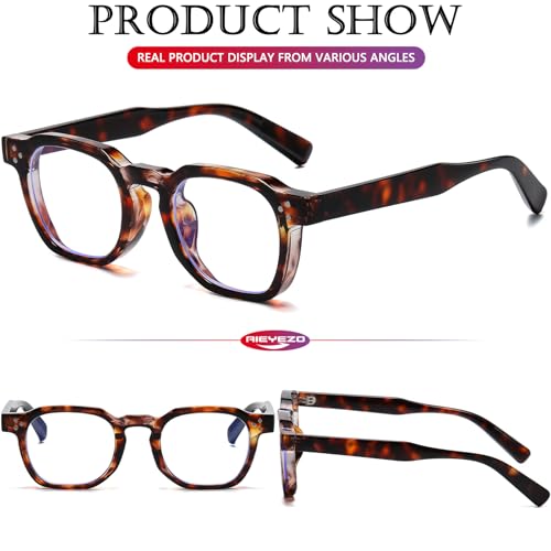 Image of AIEYEZO Retro Blue Light Glasses for Men Women Square Thick Framed Eyeglasses Trendy Vintage Computer Glasses