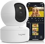 BoyKeep 2K Caméra de sécurité intérieure pour animaux de compagnie 5G/2.4GHz WiFi Caméras pour Baby Dog Caméra avec App Téléphone, 360° Pan & Tilt, 2-Way Audio, vision nocturne, SD Carte & Stockage en nuage