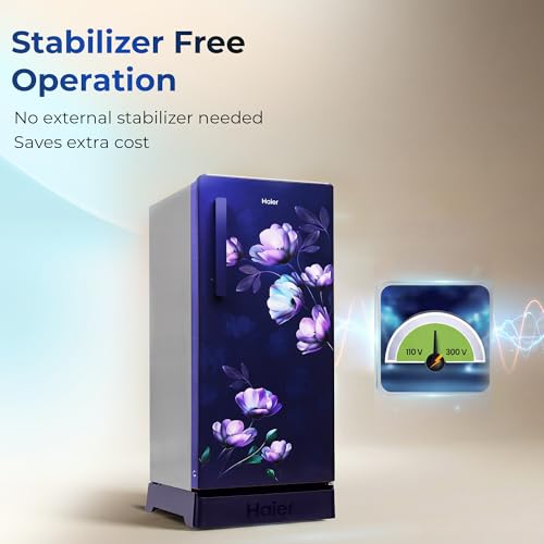 Image of Haier 190 L 5 Star Direct Cool Inverter Single Door Refrigerator with Fast Ice Making, Easy Clean Back, Large Vegetable Box (HED-205TMIBA-N, Marine Ivy, Base Stand Drawer, 2026 Model)