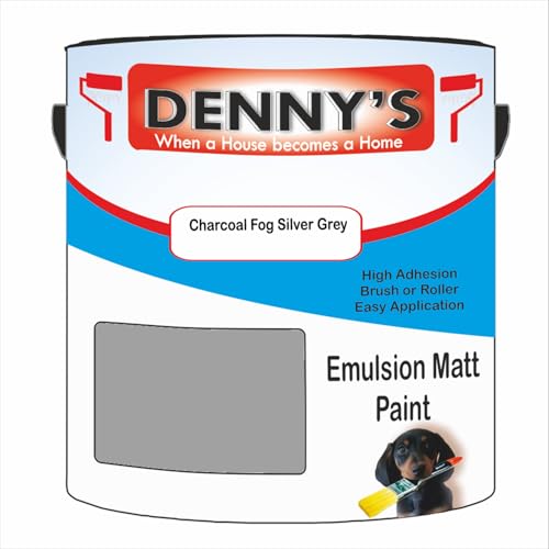 Premium Interior Wall & Ceiling Emulsion Paint – Charcoal Fog Silver Grey – Rich Matt Finish, Durable & Washable, Low Odour, Ideal for Living Rooms, Bedrooms & Hallways (1 Litre Tin)