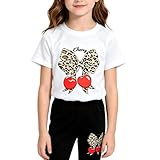 WMHNEI Girls 2 Piece Outfits - Short Sleeve Graphic Top & Leggings Set with Cherry/Capybara/Heart Print for 6-14 Years Spring Kids Clothing size 7 8