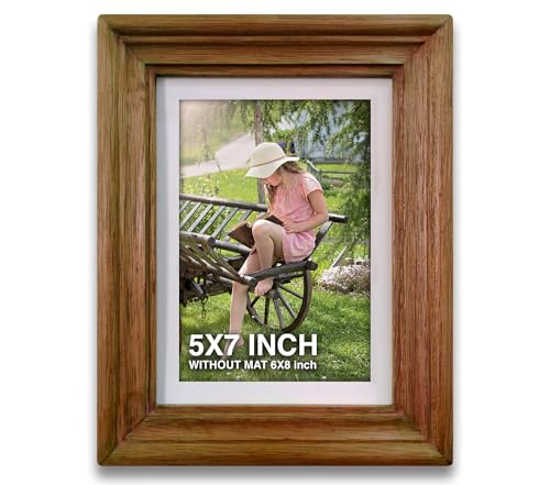 Image of Wooden Rectangular Photo Frame With Mat,Brown Photo Frame 5 X 7 Inch With Mat Or 6 X 8 Inch Without Mat For Wall Decoration,Gallery Walls,Best Wooden Photo Frames For Posters & Photos