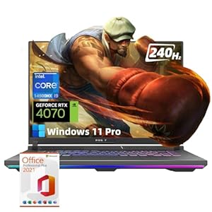 ASUS ROG Strix-G16 Gaming Laptop – 16″ QHD 240Hz Display, i9-14900HX, RTX 4070, 32GB DDR5, 2TB SSD, WiFi 6E, Backlit Keyboard, Win 11 Pro, with Microsoft Office Lifetime License