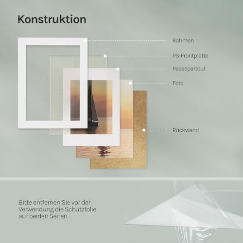 WOLTU Bilderrahmen 20x30, 5er set, MDF-Holz Fotorahmen mit Passepartout – Ansicht 4